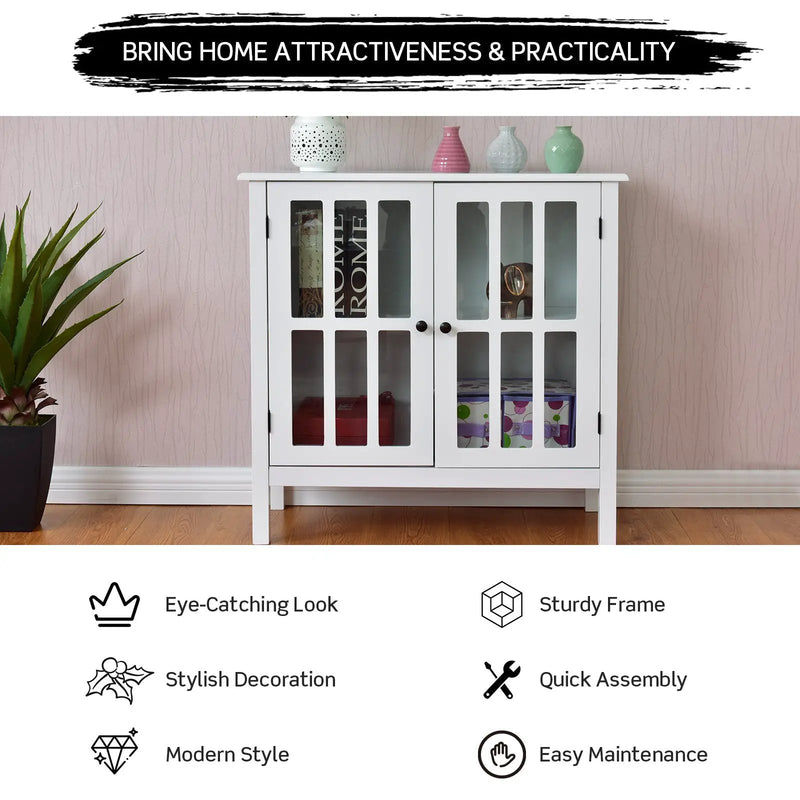 Glass Door Sideboard Console Storage Buffet Cabinet by DirectDeals