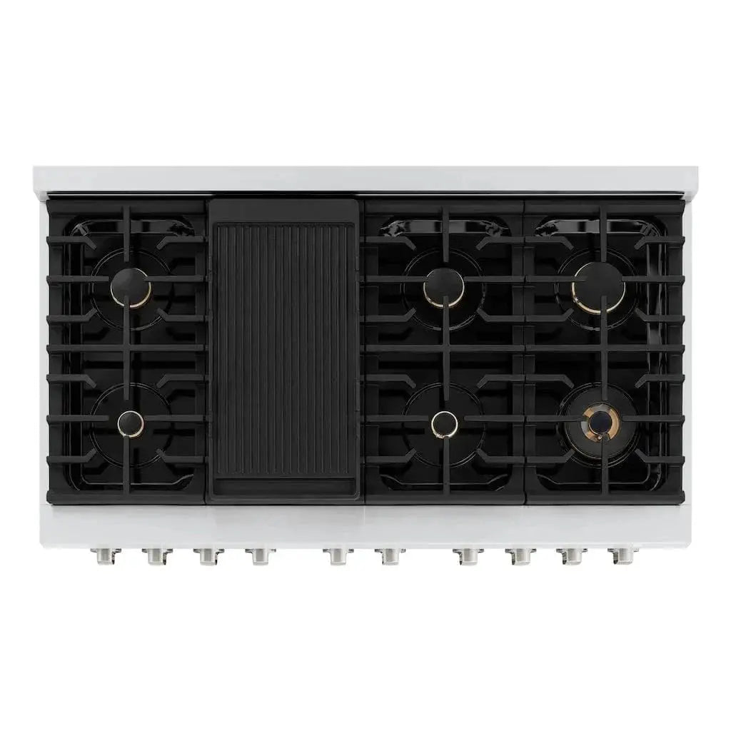 ZLINE 48" Gas Range, Stainless Steel w/ Brass Burners, SGR-BR-48 by Farmhouse Kitchen and Bath