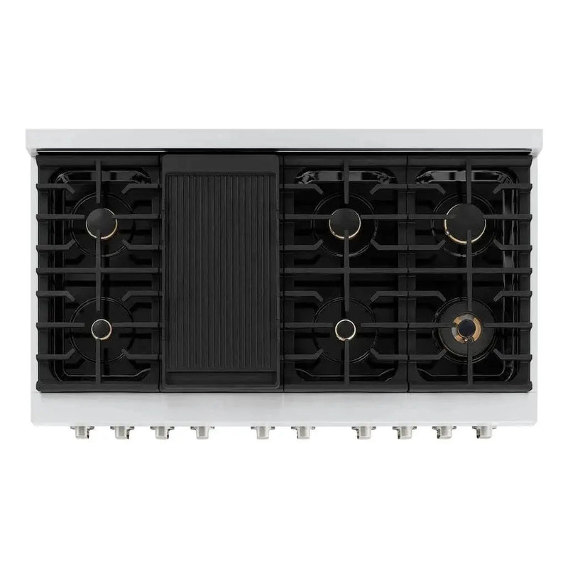 ZLINE 48" Gas Range, Stainless Steel w/ Brass Burners, SGR-BR-48 by Farmhouse Kitchen and Bath