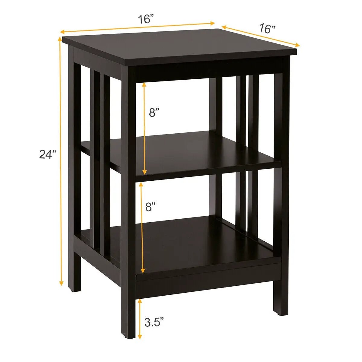 3-Tier Nightstand Sofa Side Table with Baffles and Round Corners by DirectDeals