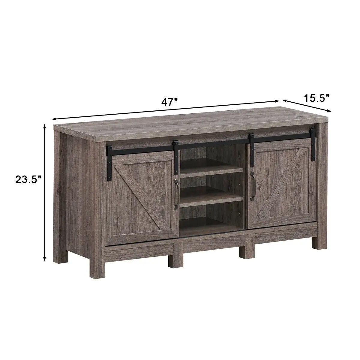 55 Inch TV Sliding Barn Door Entertainment Center with Adjustable Shelves by DirectDeals