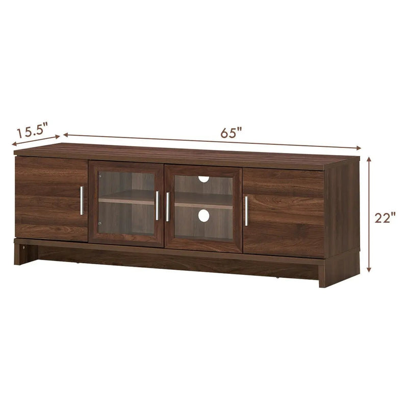 Media Entertainment TV Stand for TVs up to 70 Inches with Adjustable Shelf-Walnut by DirectDeals