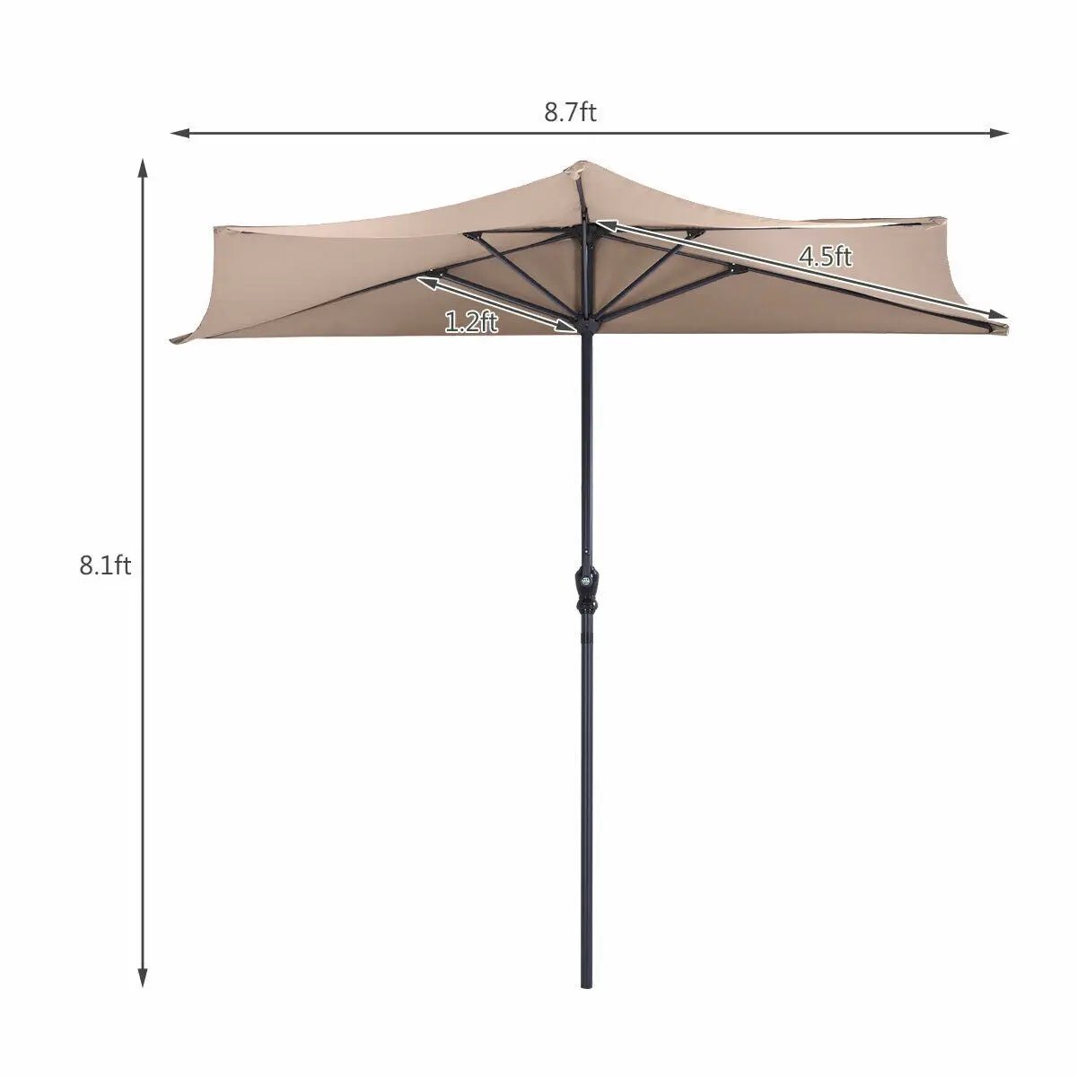 9Ft Patio Bistro Half Round Umbrella by DirectDeals