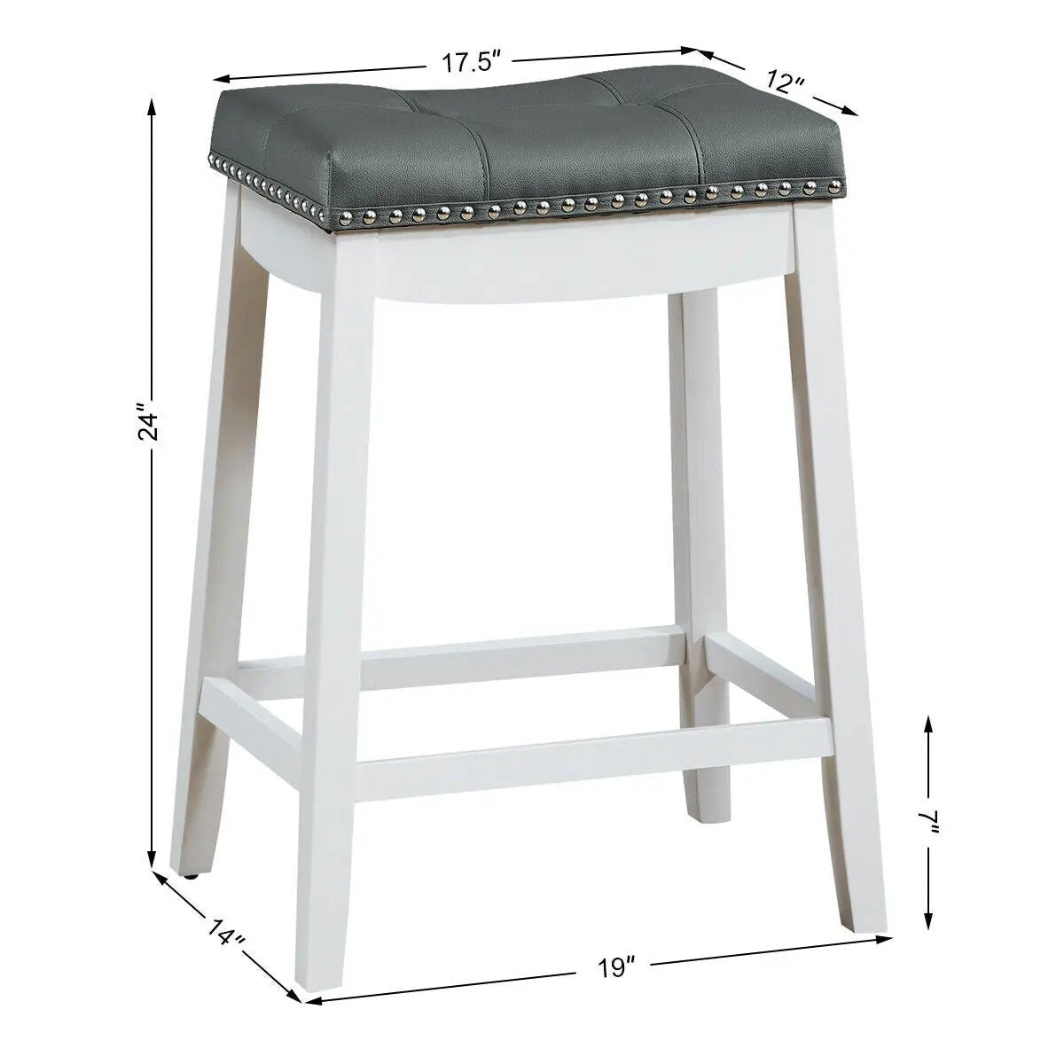 Set of 2 24-Inch Height Backless Counter Stool with Footrest by DirectDeals