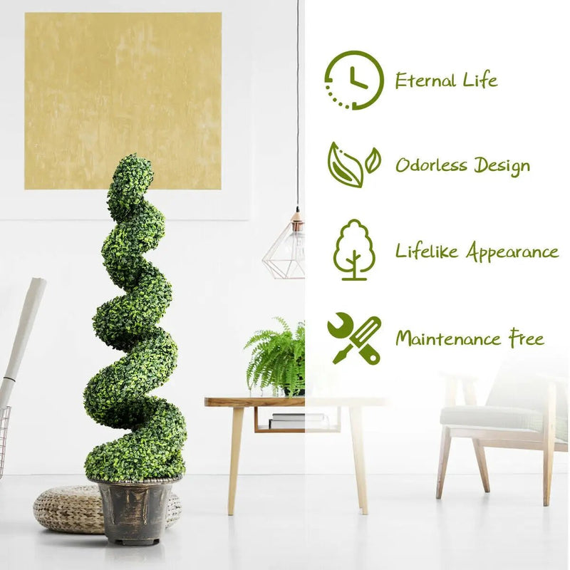 4 Feet Artificial Boxwood Spiral Green Leaves Tree by DirectDeals