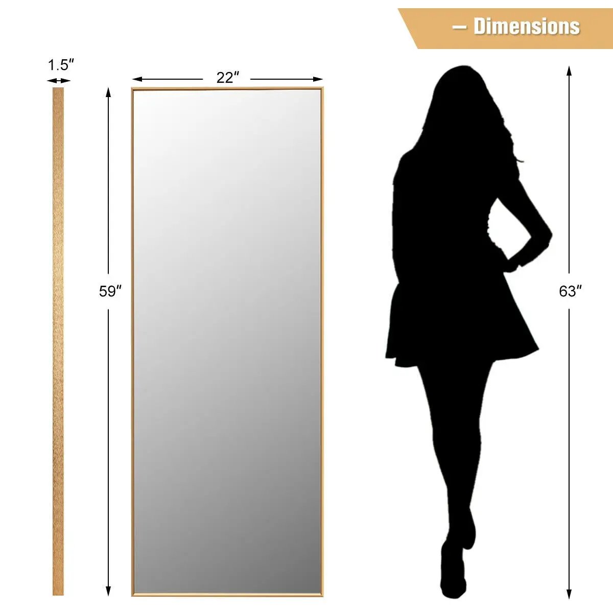 59 Inch Full Length Mirror Large Rectangle Bedroom Mirror by DirectDeals
