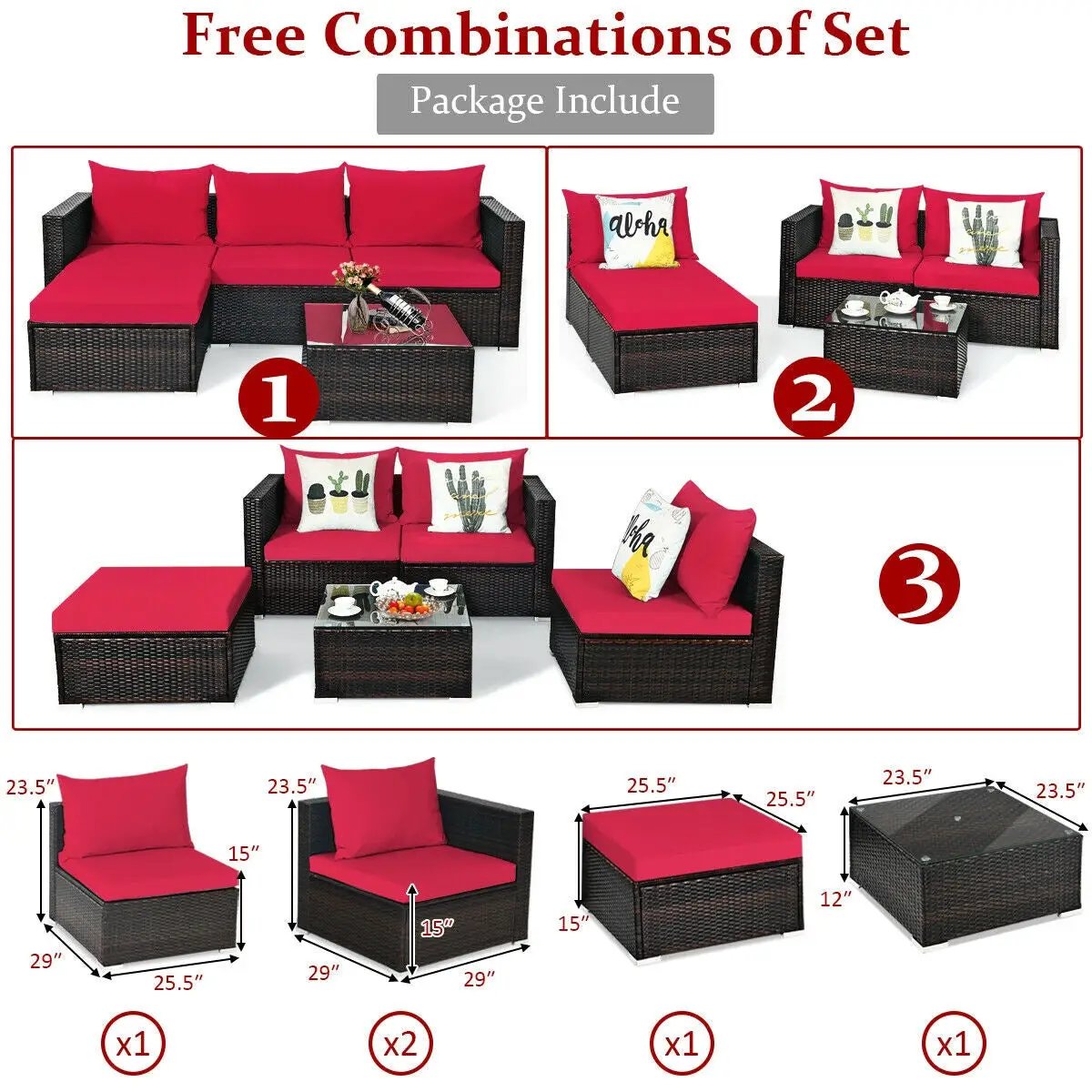 5 Pieces Patio Rattan by DirectDeals
