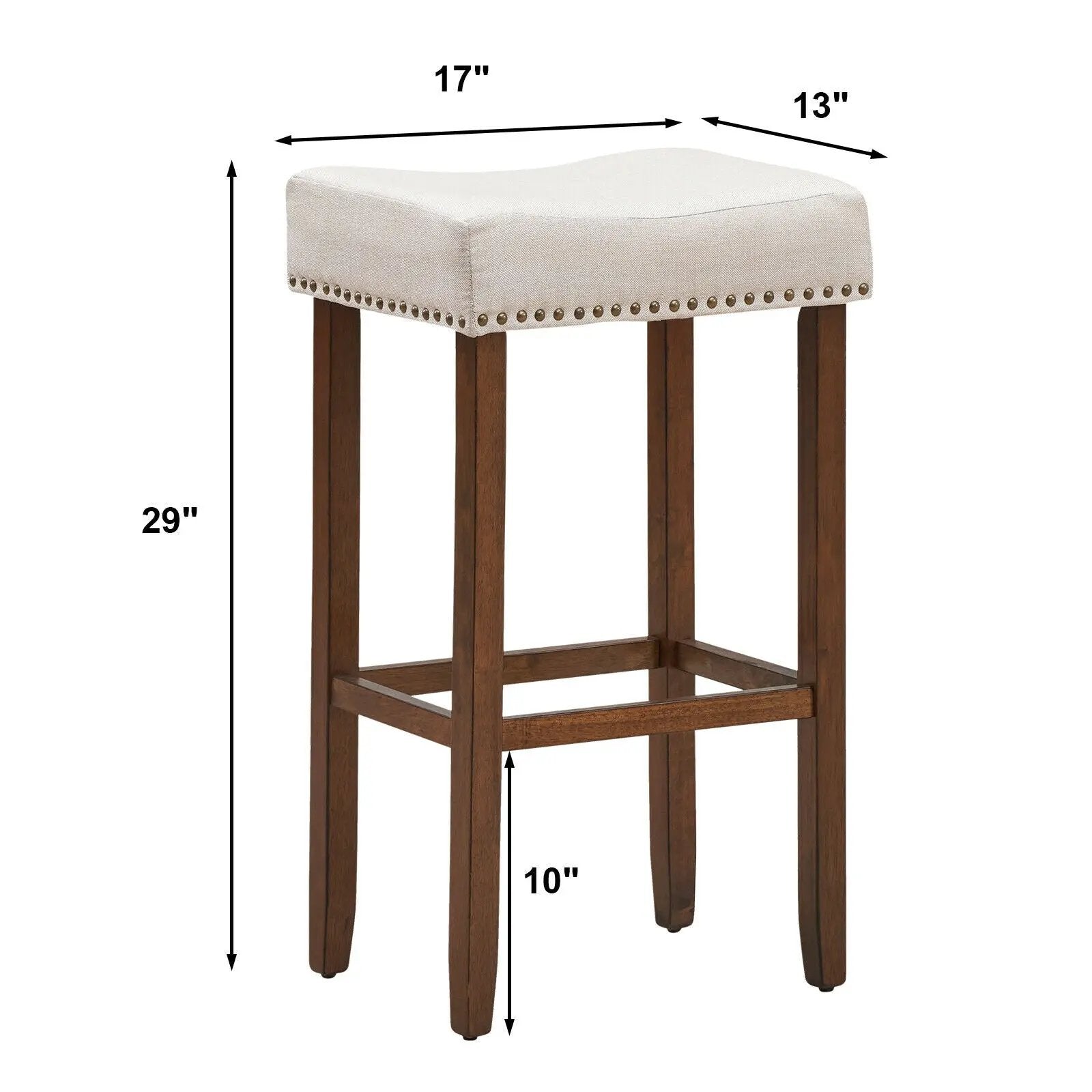 Set of 2 Nailhead Saddle Bar Stools 29 Inch Height by DirectDeals
