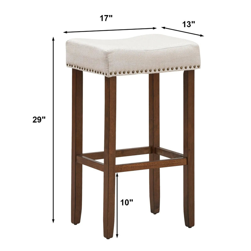Set of 2 Nailhead Saddle Bar Stools 29 Inch Height by DirectDeals
