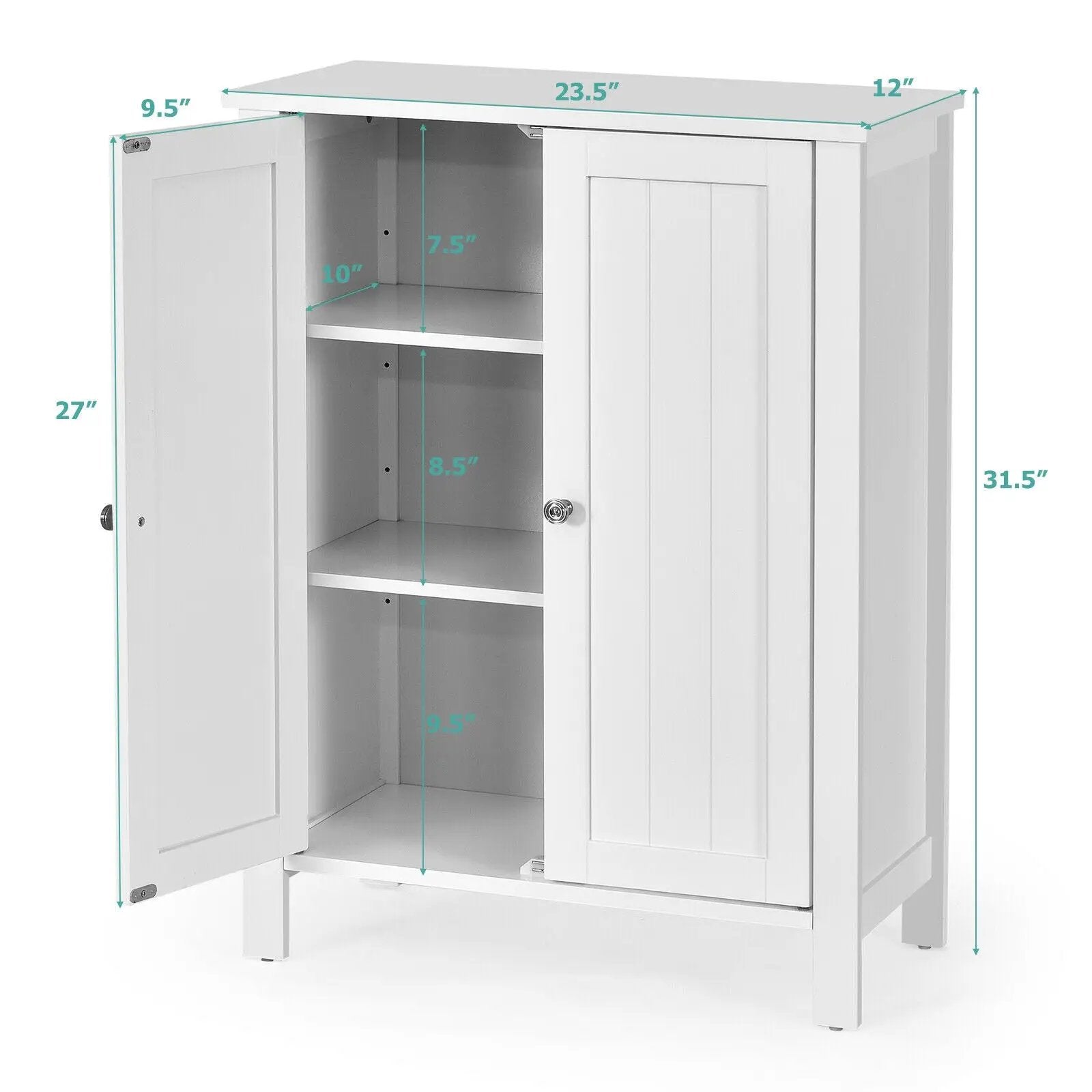 2-Door Bathroom Floor Storage Cabinet Space Saver Organizer by DirectDeals
