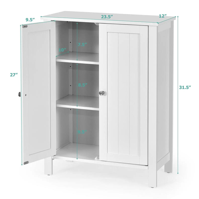 2-Door Bathroom Floor Storage Cabinet Space Saver Organizer by DirectDeals