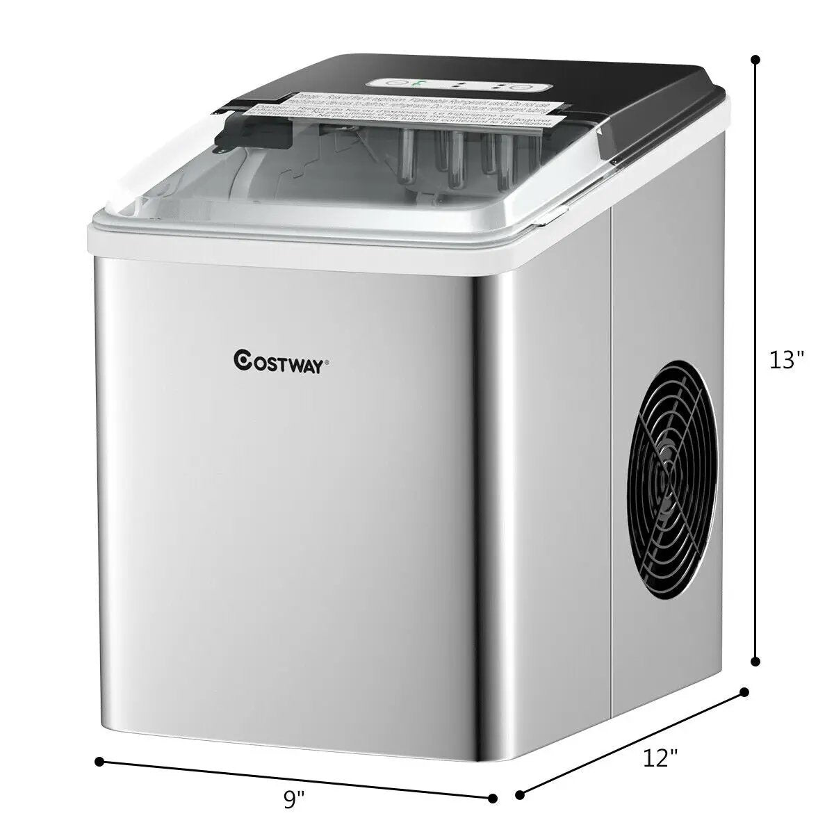 Stainless Steel 26 lbs/24 H Self-Clean Countertop Ice Maker Machine by DirectDeals