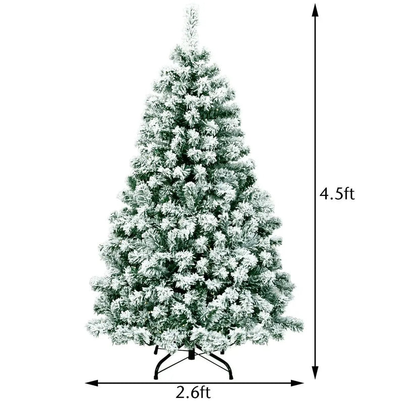 4.5 Feet Pre-Lit Premium Snow Flocked Hinged Artificial Christmas Tree by DirectDeals