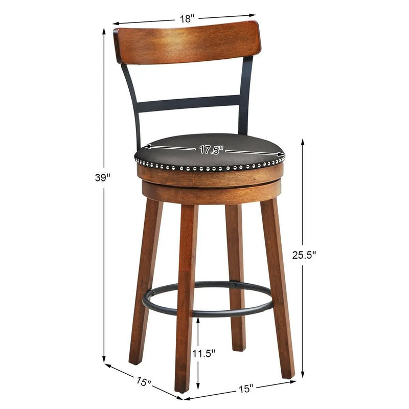 30.5 Inch 360-Degree Swivel Stools with Leather Padded Seat by DirectDeals