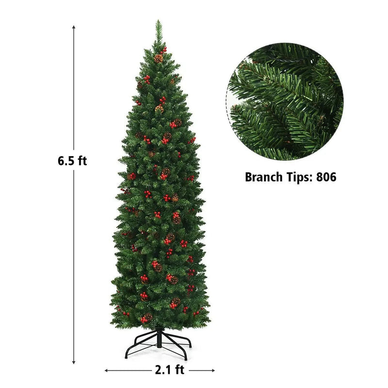 6.5 Feet Pre-lit Hinged Pencil Christmas Tree by DirectDeals
