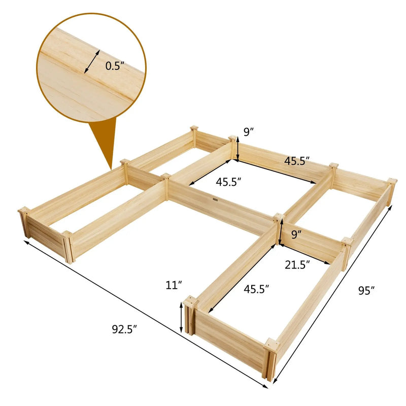 U-Shaped Wooden Garden Raised Bed for Backyard and Patio by DirectDeals