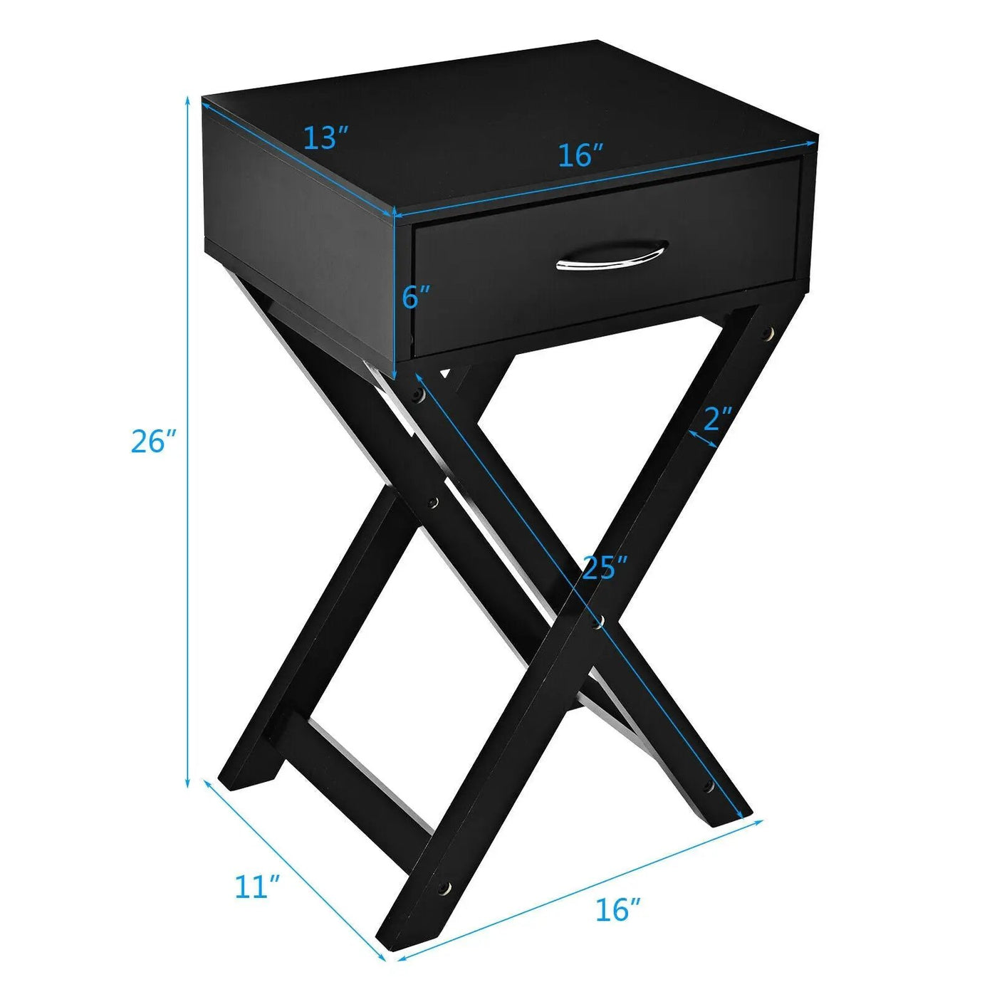 Design Sofa Side Table with X-Shape Drawer for Living Room Bedroom by DirectDeals