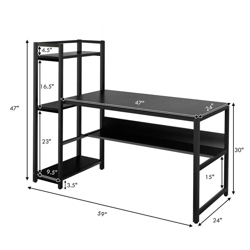 59-Inch Computer Desk Home Office Workstation 4-Tier Storage Shelves by DirectDeals
