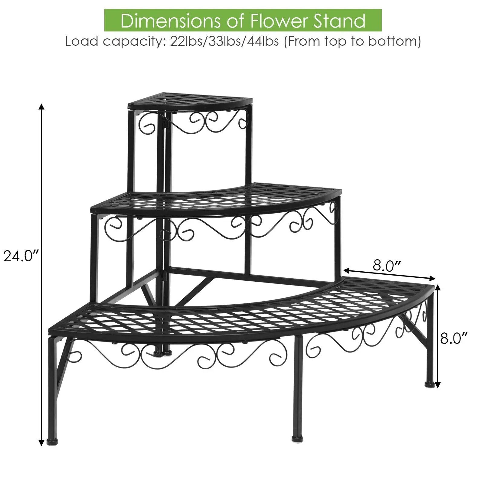 3 Tier Metal Corner Plant Display Rack by DirectDeals