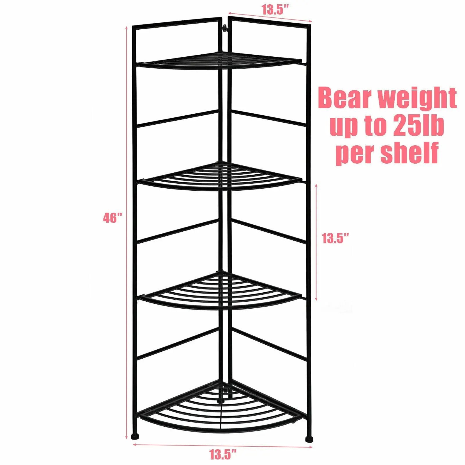 4 Tier Folding Metal Shelf Plant Stand Storage Open Shelf Corner Display Rack by DirectDeals
