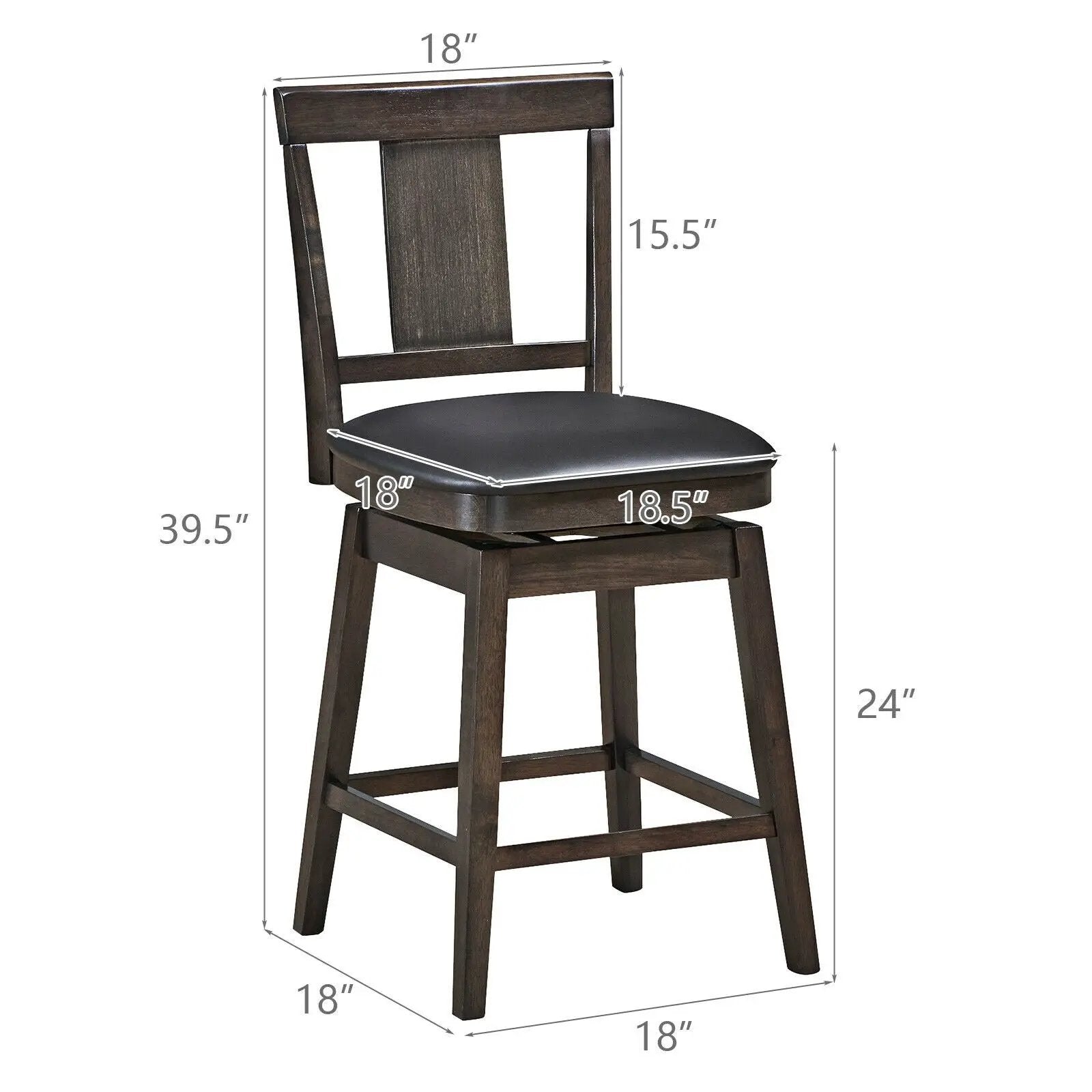 24 inch Swivel Upholstered Counter Height Bar Chair with Rubber Wood Legs by DirectDeals