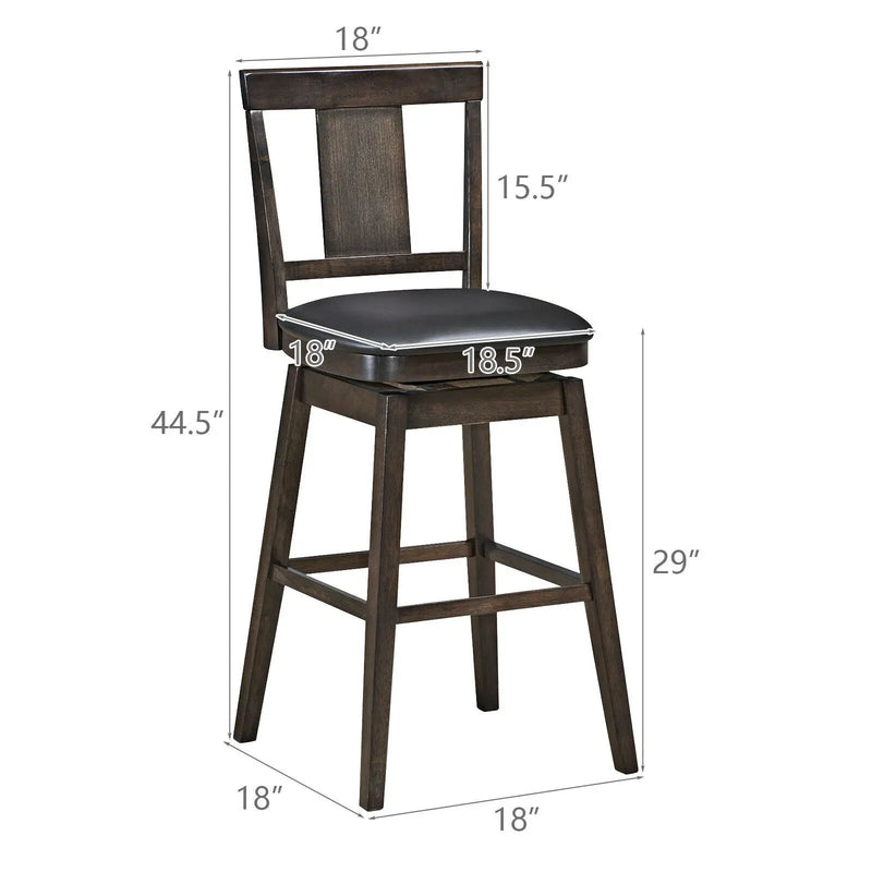 24 inch Swivel Upholstered Counter Height Bar Chair with Rubber Wood Legs by DirectDeals