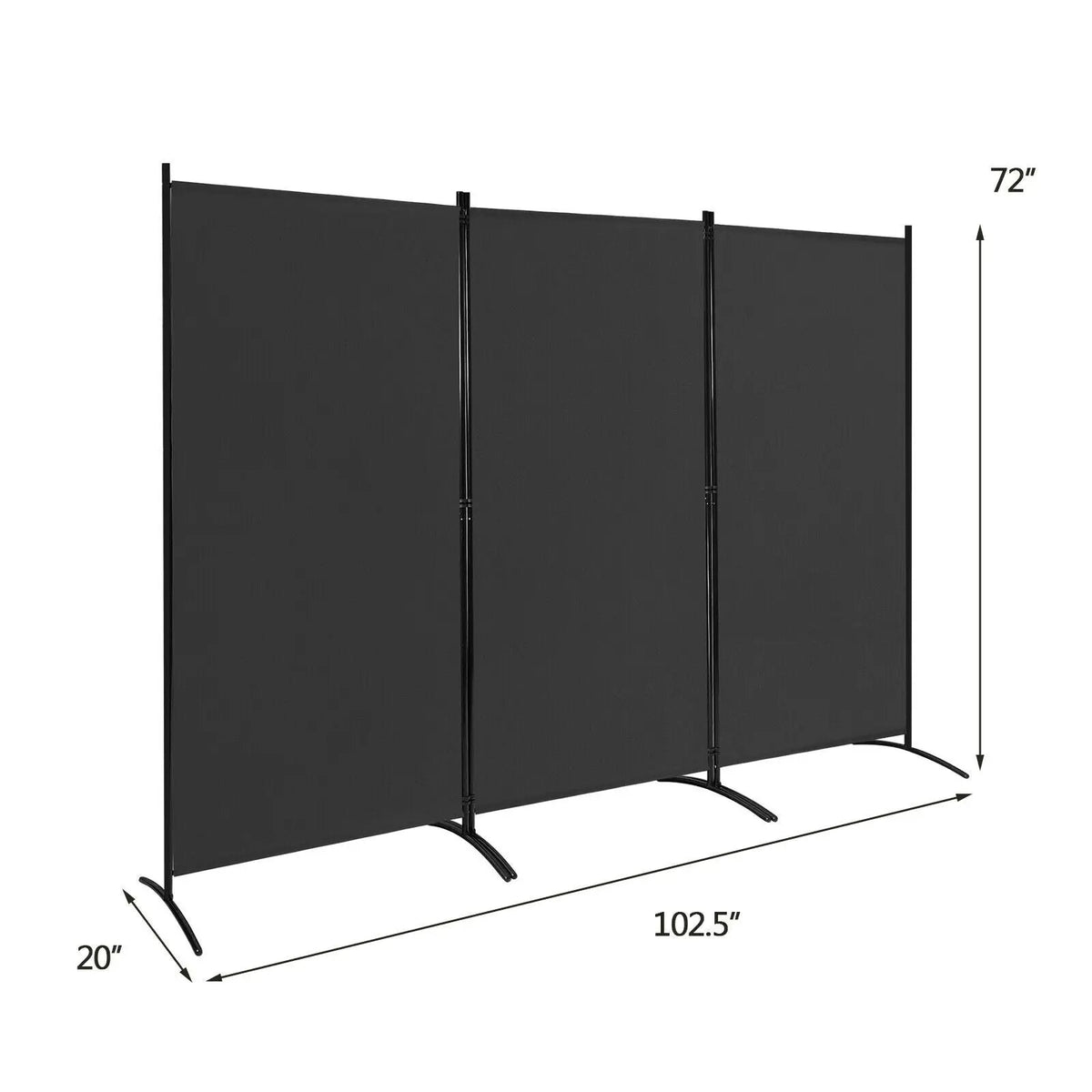 6 Feet 3 Panel Room Divider with Durable Hinges Steel Base by DirectDeals