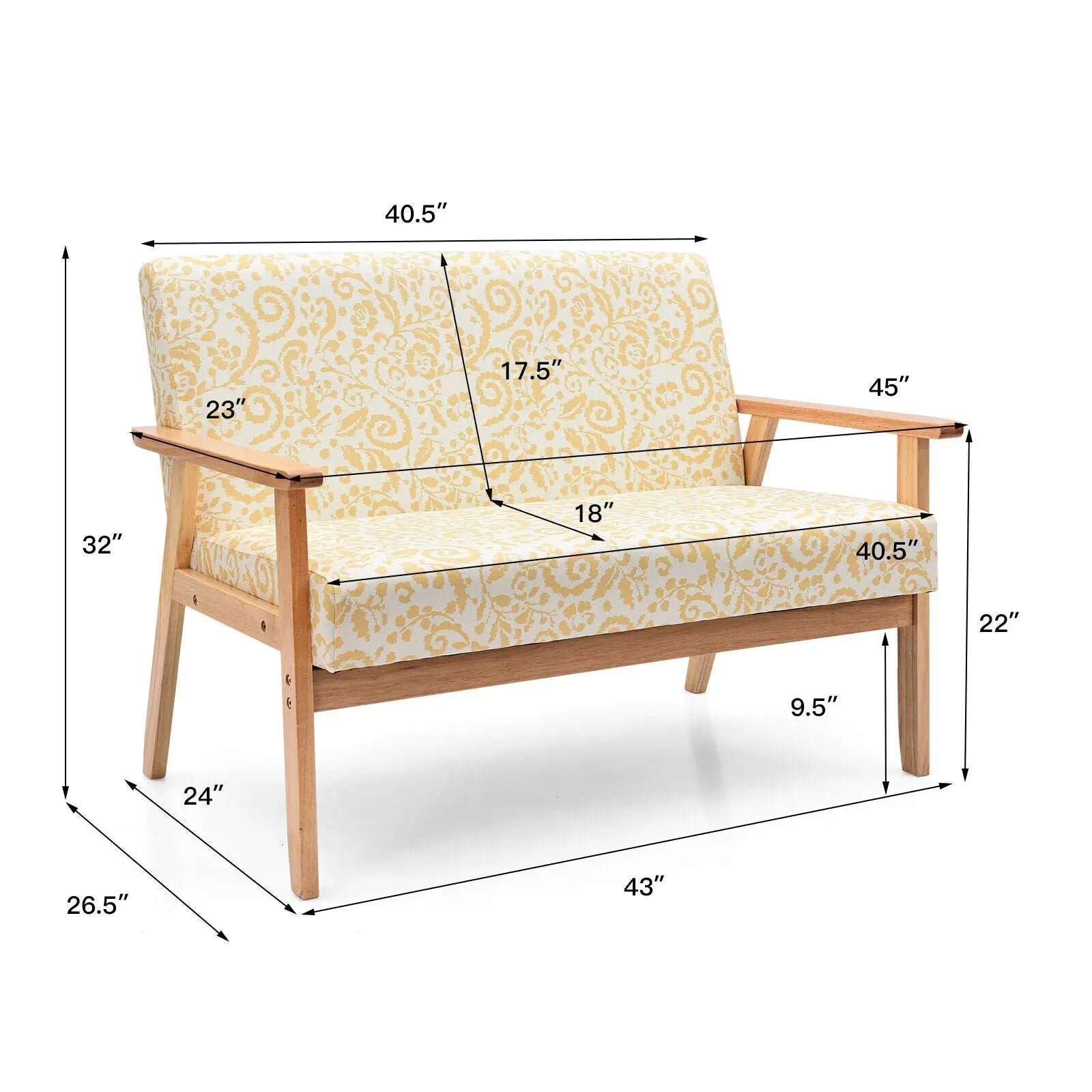 Modern Fabric Loveseat Sofa Couch Upholstered 2-Seat Armchair by DirectDeals