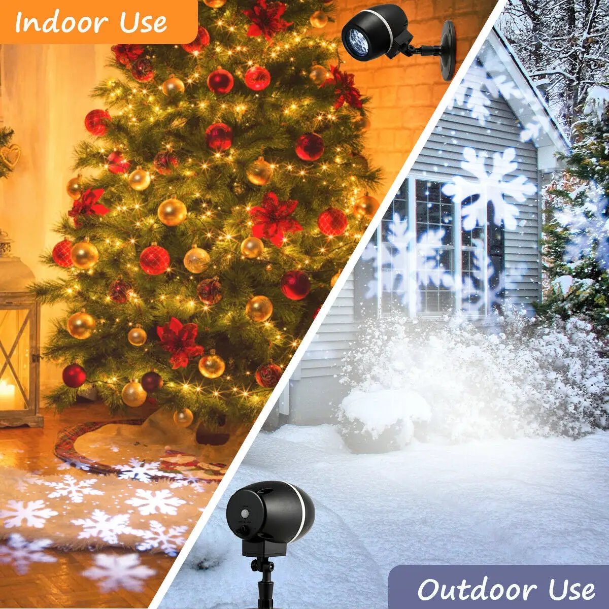 Outdoor Waterproof Christmas Snowflake LED Projector Lights with Remote Control by DirectDeals