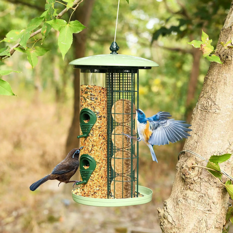 3-in-1 Metal Hanging Wild Bird Feeder with 4 Feeding Ports and Perches by DirectDeals