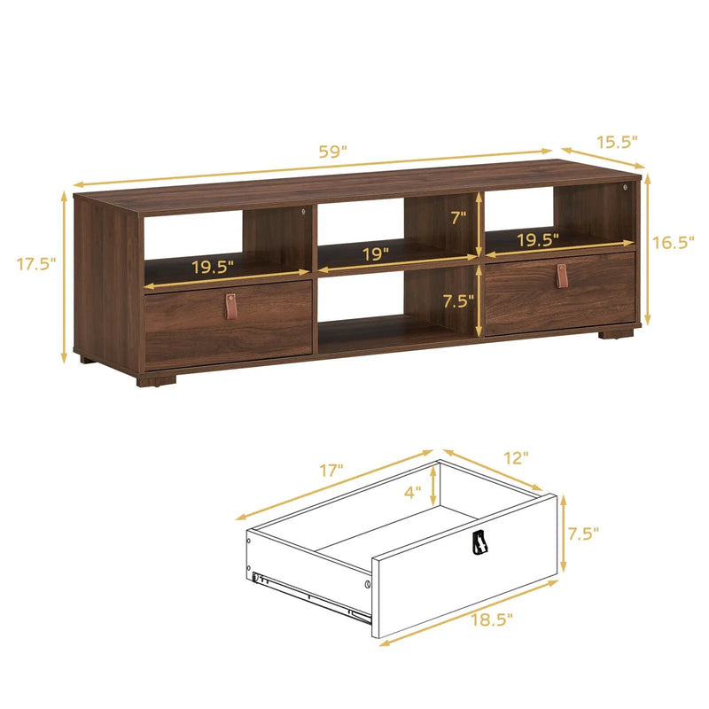 TV Stand Entertainment Media Center Console for TV's up to 60 Inch with Drawers Walnut by DirectDeals