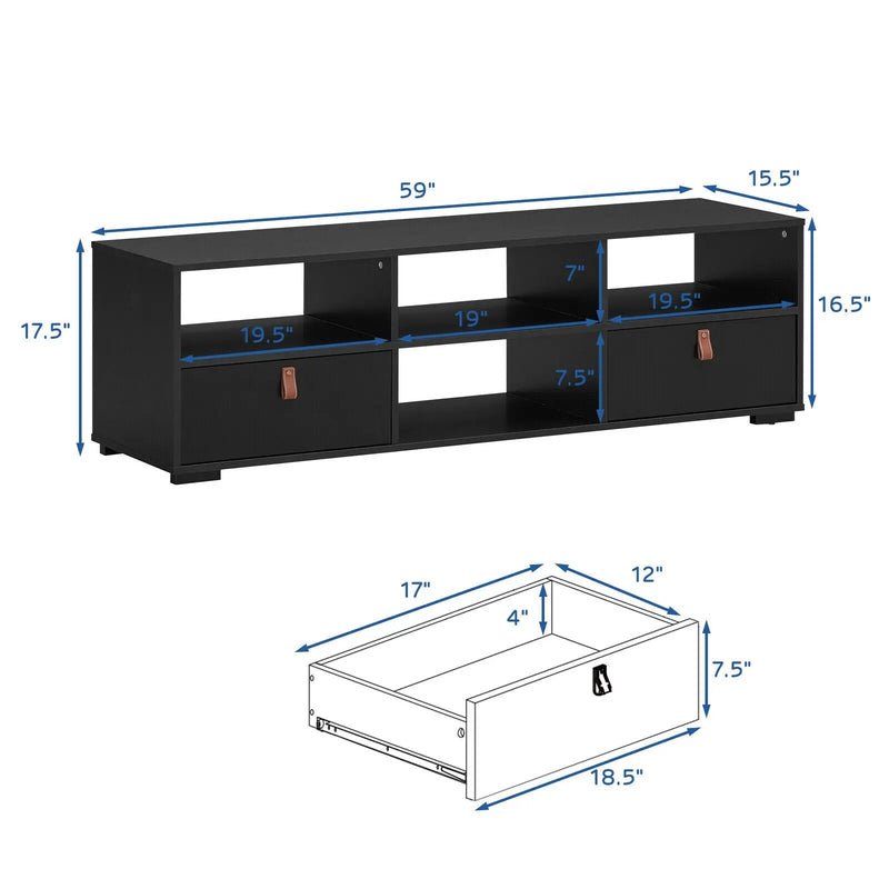 TV Stand Entertainment Media Center Console for TV's up to 60 Inch with Drawers Walnut by DirectDeals