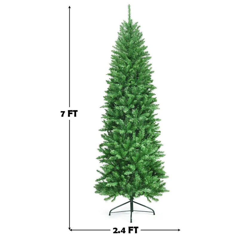 6 Feet PVC Hinged Pre-lit Artificial Fir Pencil Christmas Tree with 150 Lights by DirectDeals