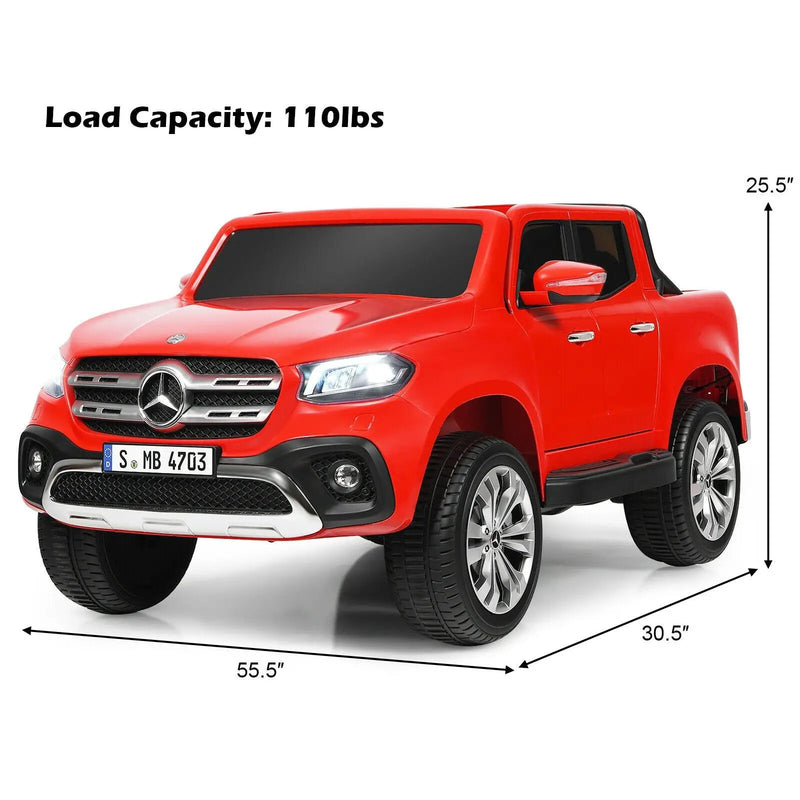 12V 2-Seater Kids Ride On Car Licensed Mercedes Benz X Class RC with Trunk-Red by DirectDeals