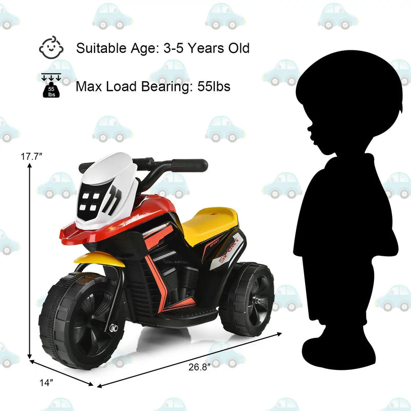 6V 3-Wheel Electric Ride-On Toy Motorcycle Trike with Music and Horn by DirectDeals