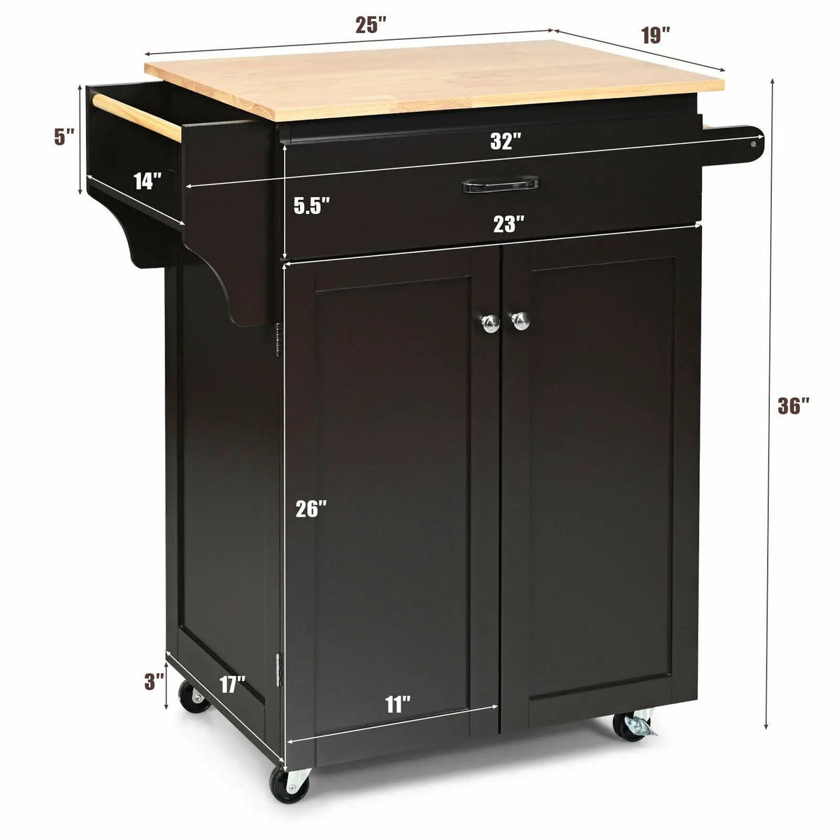 Utility Rolling Storage Cabinet Kitchen Island Cart with Spice Rack by DirectDeals
