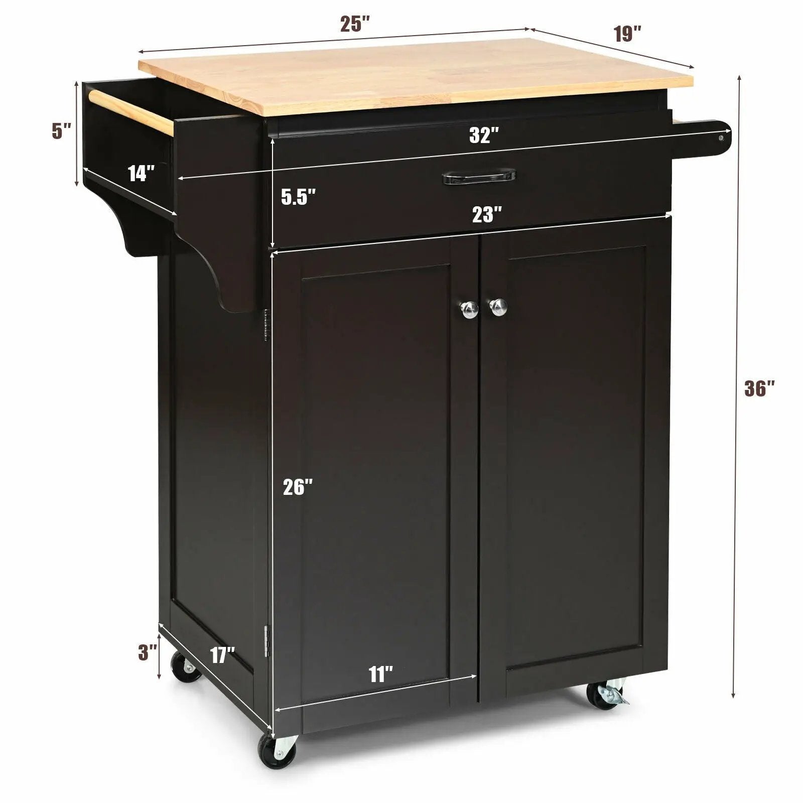 Utility Rolling Storage Cabinet Kitchen Island Cart with Spice Rack by DirectDeals