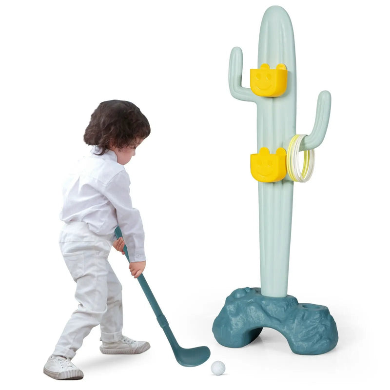 3-in-1 Cactus Toy Stand Sports Activity Center with Golf and Ring-Toss by DirectDeals