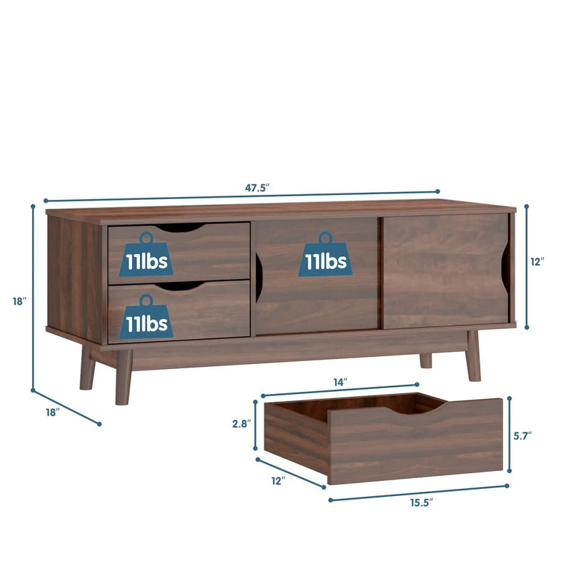 TV Stand for TV up to 60 Inch Media Console Table Storage with Doors by DirectDeals