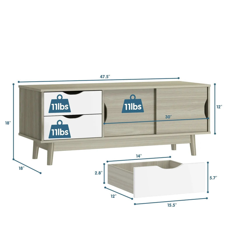 TV Stand for TV up to 60 Inch Media Console Table Storage with Doors by DirectDeals