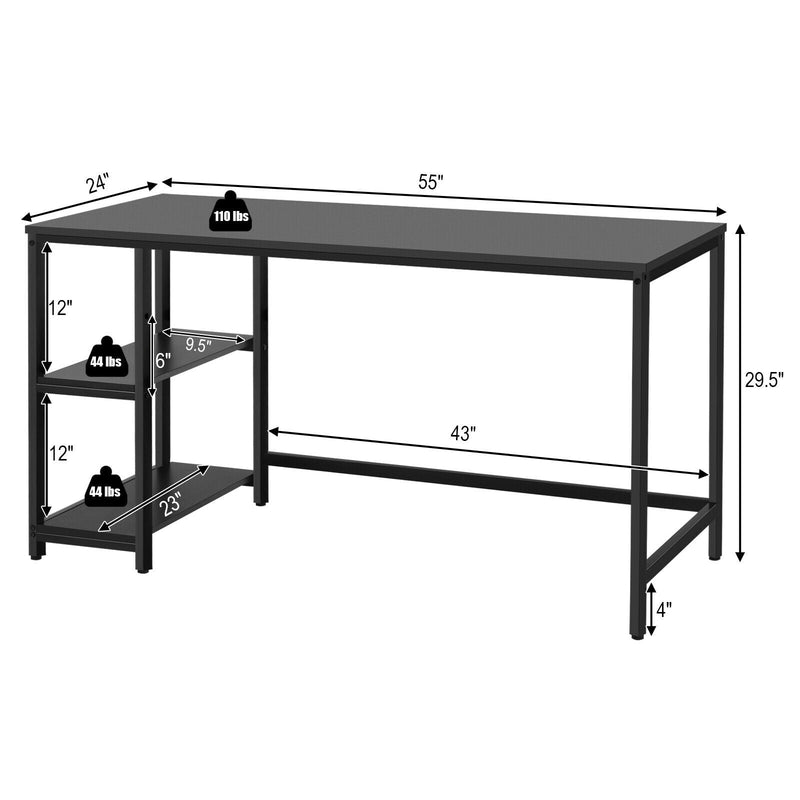 47 Inch Computer Desk Office Study Table Workstation Home with Adjustable Shelf Black by DirectDeals