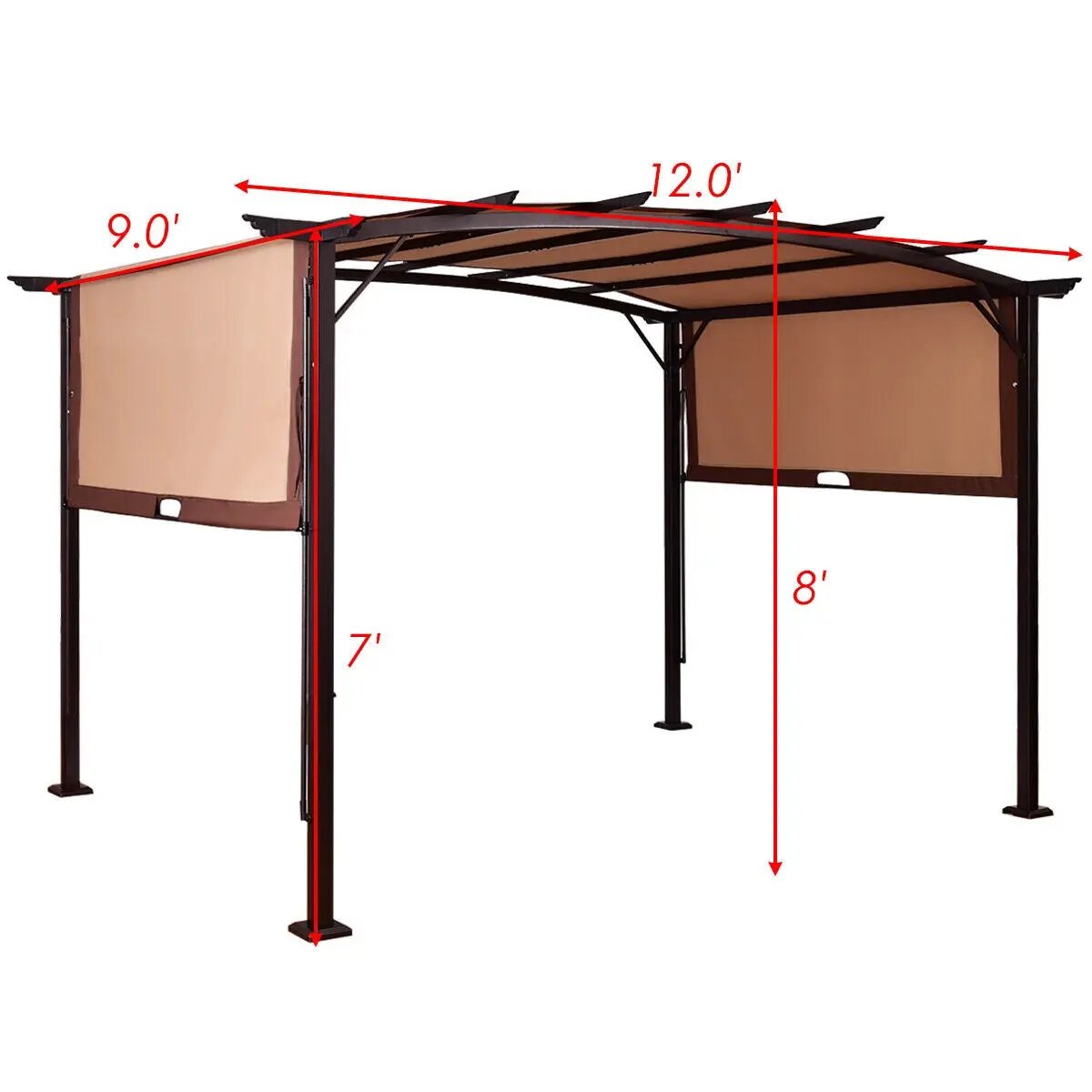 12 x 9 Feet Outdoor Pergola Gazebo with Retractable Canopy Shades by DirectDeals