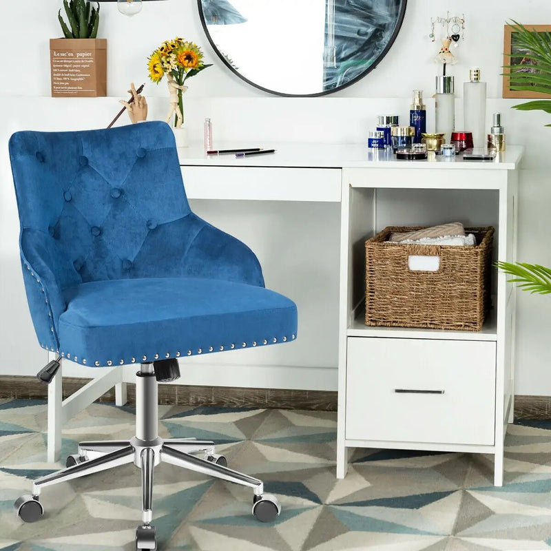 Tufted Upholstered Swivel Computer Desk Chair with Nailed Tri by DirectDeals
