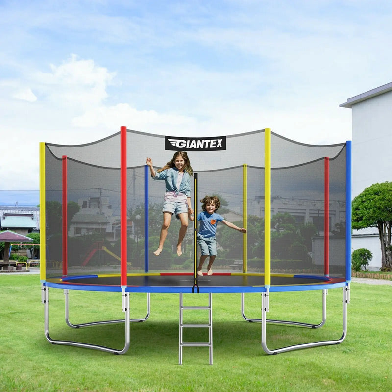 14 Feet Trampoline with Safety Enclosure Net and Ladder Outdoor for Kids Adults by DirectDeals