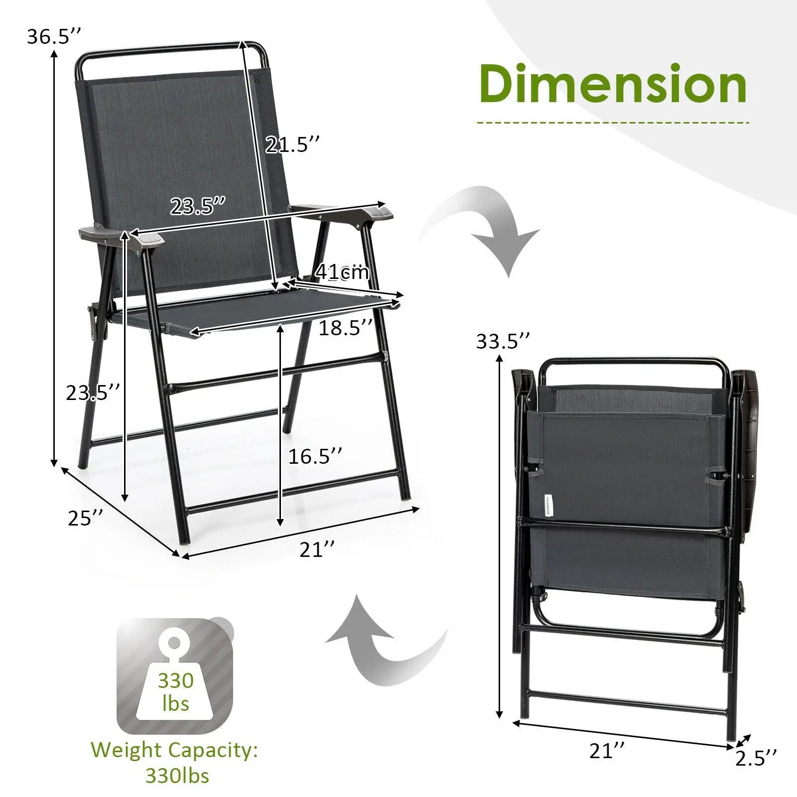 4 Pieces Portable Outdoor Folding Chair with Armrest by DirectDeals