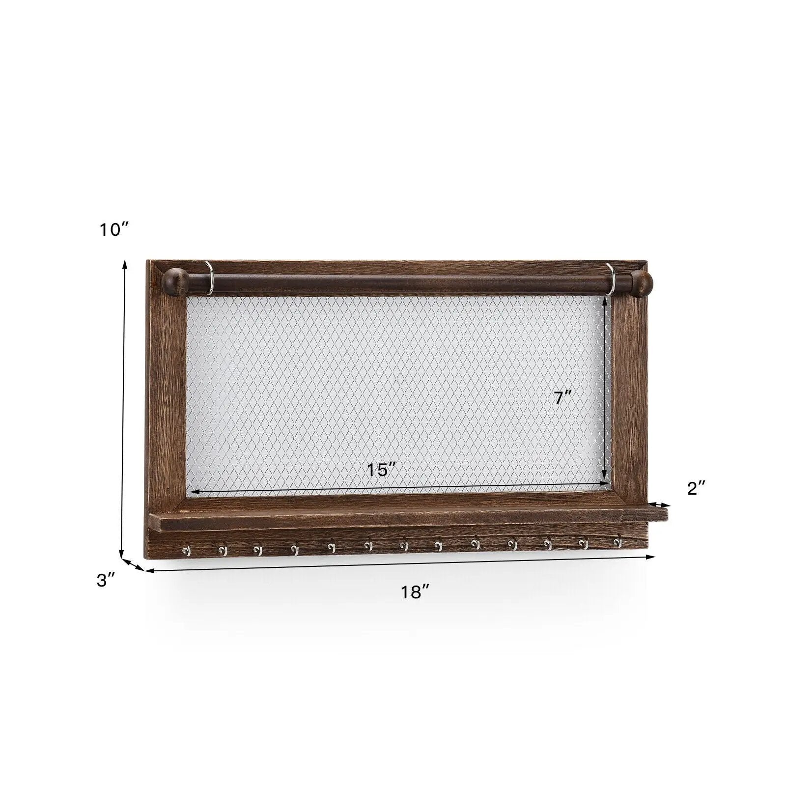 Wall Mounted Jewelry Rack with Removable Bracelet Rod by DirectDeals