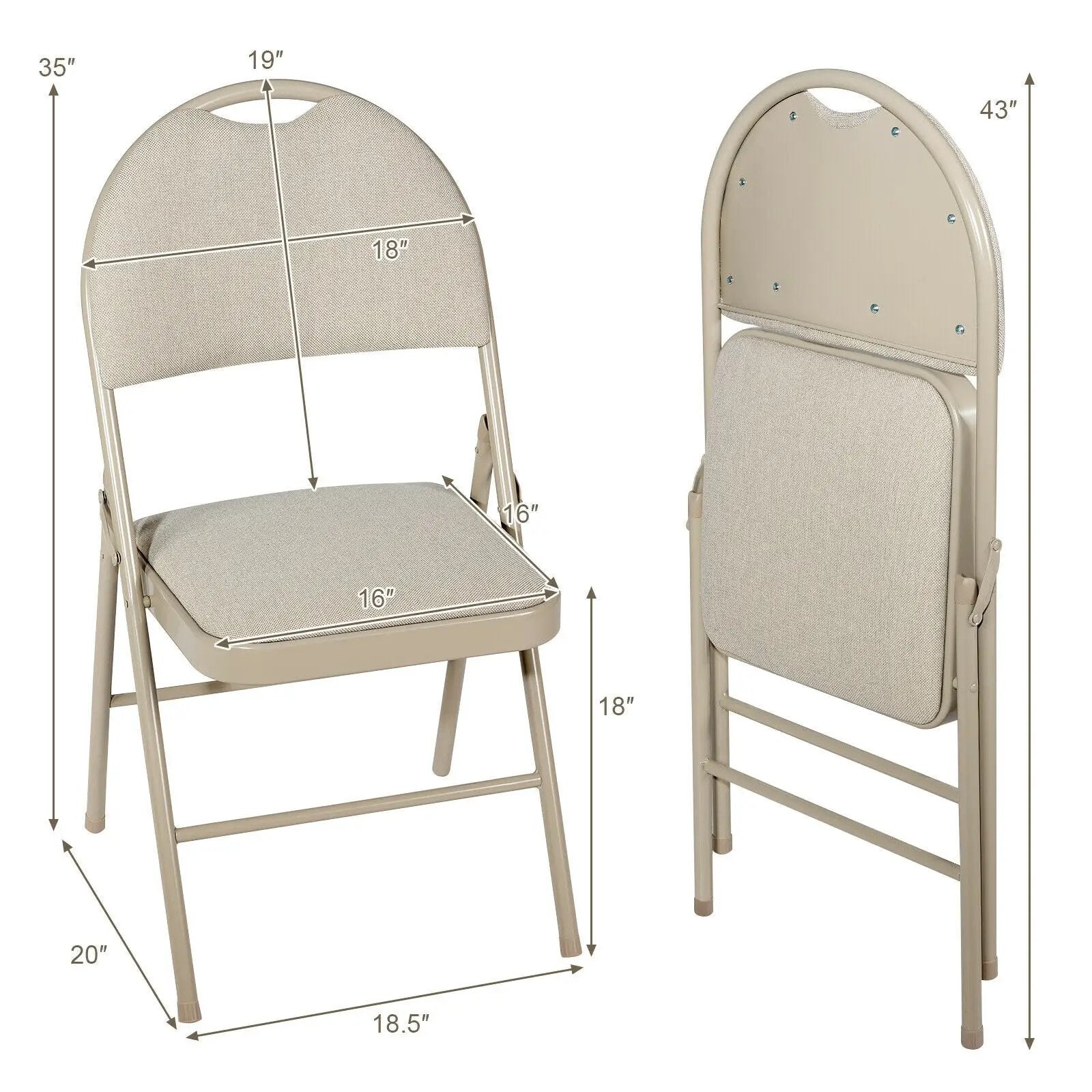 Set of 6 Folding Fabric Upholstered Metal Chairs by DirectDeals
