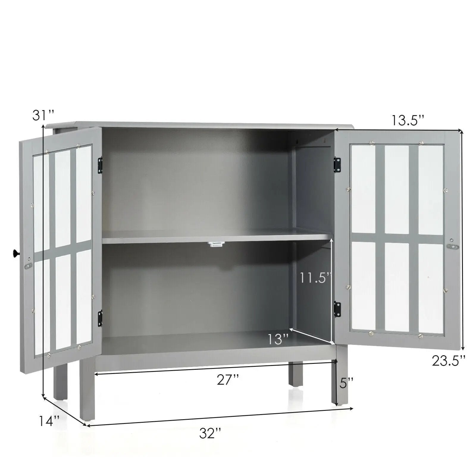 Glass Door Sideboard Console Storage Buffet Cabinet by DirectDeals
