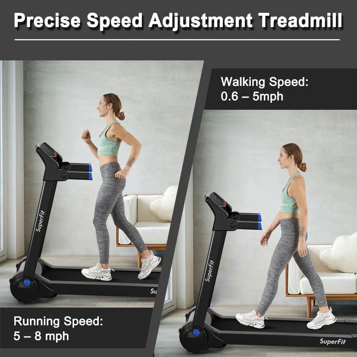 3HP Electric Folding Treadmill with Bluetooth Speaker by DirectDeals