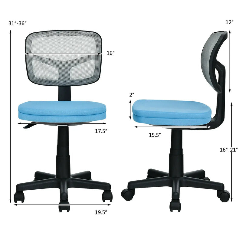 Armless Computer Chair with Height Adjustment and Breathable Mesh for Home Office by DirectDeals